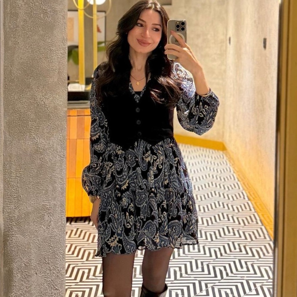 ZARA PRINTED DRESS WITH VEST